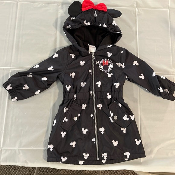 Disney Other - Disney Junior Minnie Mouse Girls Black Zipper Front Hooded Jacket 2T